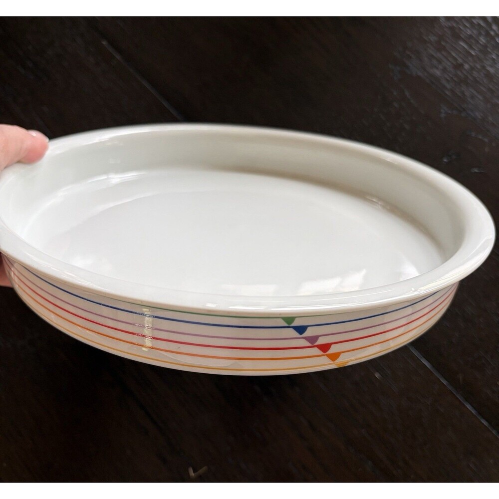 Vintage Harmony Block Vista Alegre Portugal Rainbow Pie Plate Quiche Dish 1980's